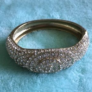 Gold tone and Rhinestone Hinge Bangle